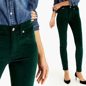J. Crew mid rise soft velvet green skinny pants, 29